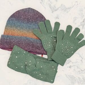 NWT Nordstrom BP. Two Piece Green Embellished Globes and Head Band  and Multicol